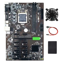 B250 BTC Mining Motherboard 12 PCIE 16X Graph Card LGA1151 with SATA SSD 128G+Cooling Fan +Switch Cable Support DDR4
