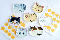 日本陶瓷貓咪小碟子豆皿可愛卡通調料碟點心碟創意首飾鑰匙收納盤簡約餐盤 廚房小物 居家小物 家飾