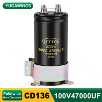 100V47000UF 76x130 MFD Aluminum Screw Audio Filtering Electrolytic Capacitor 105℃ JCCON CD136 Bolt Capacitors 47000UF
