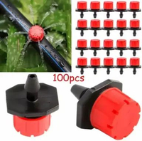 100pcs Dripper Putar 8 Lubang Micro Adjustable Dripper Merah Pancuran 8 Arah Mini Sprinkler Irigasi
