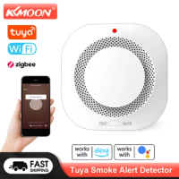 KKMOON Tuya Zigbee Smoke Alert Detector Wireless 360° Induction Home Smoke Detection Device With Sound Light Alarm APP Control