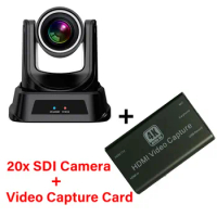 SDI Camera 20x Optics Zoom SDI+HDMI+IP Streaming Outputs POE Video Conference Camera + 4K 60Hz HDMI Video Capture Card