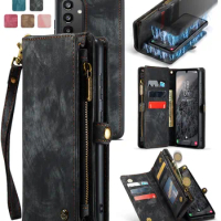 Detachable Premium Leather Wallet Case for Samsung Galaxy A12 A13 A14 5G A32 A33 A34 A53 A54 A71 4G A72 Zipper Card Slot Cover