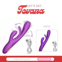 MASSAGE VIBRA G SPOT UNGU BERCABANG FULL SILICONE UNTUK ALAT KESEHATAN WANITA