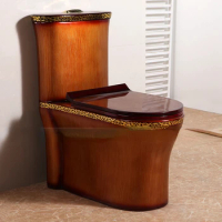 Wood grain toilet toilet, household water closet, marble grain colored toilet, super vortex water-saving large caliber