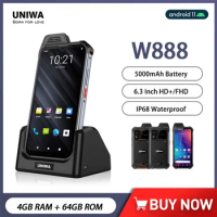 UNIWA W888 IP68 Waterproof 4G Smartphone Walkie Talkie 6.3 Inch FHD/HD 4GB+64GB Mobile Phones 5000mAh Andriod 11 NFC ATEX phone