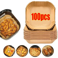 【L Cral】    Square Disposable Airfryer Baking Paper Liner Waterproof Oilproof Non-Stick Baking Mat f