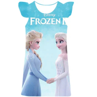 Girls Frozen Elsa Princess Dress For Kids Summer Cartoon Disney Frozen 3D print Dresses Birthday Dress 2-10 year Clothes