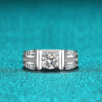 Cincin Pria Perak Sterling Silver 925 Terbaru Batu Berlian Moissanite Asli 2.0 CT Ring adjustable Pe
