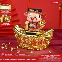 Pajangan Dashboard Mobil Dewa Uang Rejeki/Budha/Ganesha/Kwan Im-Hiasan Solar Power Premium DEWAUANGB