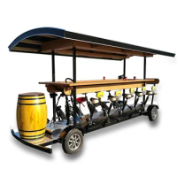 Beer Bike China Cheap Upgrade Four Wheel Pedal Electric model Bar Beer Bicycle Tandem leisure party with LED Light