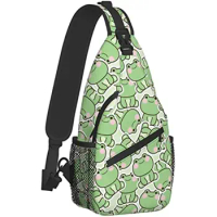 Tile Cute Frog Sling Bag for Women Men Animal Print Crossbody Shoulder Bags Casual Sling Backpack Bag Travel Hiking Outdoor