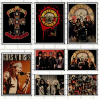 Guns N Roses Rock Music Posters Vintage Poster Retro Wall Sticker Home Decor Kraft paper/Cafe/Bar poster/ Retro Poster/908