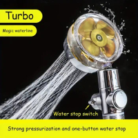 Pressurized Shower Head Water Saving Flow 360 Rotating Twin Turbo Pressurized Propeller Fan Shower Head Bathroom Accessories
