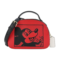COACH Disney Mickey Mouse X Keith Haring聯名款皮革兩用午餐包(紅)
