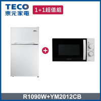 TECO東元 1+1超值組 93公升 一級能效右開雙門小冰箱+20L機械式轉盤微波爐(R1090W+YM2012CB)