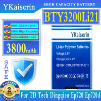 YKaiserin 3800mah Replacement Battery BTY3200Li21 For TD Tech Dingqiao Ep720 Ep720d Walkie-Talkie Recorder