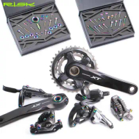 RISK Titanium Mountain Bicycle Shift Bolts Set MTB Bike Oil Disc Brake Screw Kits for Shimano M7000 XT M8000 Brake Derailleurs