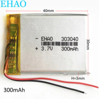 3.7V 300mAh Lithium Polymer LiPo Rechargeable Battery 303040 For Mp3 GPS PSP Bluetooth Smart Watch Led Light Massager Recorder