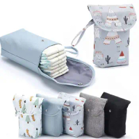 Printed Baby Diaper Bag Waterproof Buckle Wet and Dry Diaper Tote Bag Outdoor Travel Stroller Storage Bag