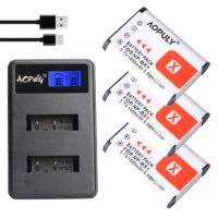 AOPULY 3Pcs NP-BX1 NP BX1 Camera Battery + LCD Dual Charger for Sony Cyber-shot DSC-HX80 RX100 H400 HX300 HX50V WX350 WX300 AS50