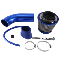 76Mm High Flow Air Filter Mushroom Head Car Turbo Pipe Intake Sleeve Universal Set Kit Blue