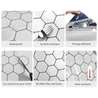 Hexagon Peel and Stick Tiles Vinyl Wallpaper Waterproof 3D Strong Adhesive Wall Tiles