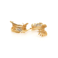 Golden Centipede Earrings, Gold Leaf Earrings, Jewelry Charm, New Fashion Jewelry 25.4x12.7mm