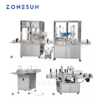 ZONESUN Full Automatic Paste Filling Electric Glass Perfume Shampoo Nail Polish Bottle Capping Labeling Packing Machine