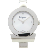 【二手名牌BRAND OFF】Salvatore Ferragamo 費拉格慕 白色錶盤 不鏽鋼 Gancini 手鐲腕錶