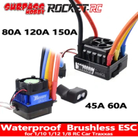 SURPASS HOBBY Rocket Waterproof Brushless ESC 45A 60A 80A 120A 150A Electric Speed Controller for 1/10 1/12 1/8 RC Car Traxxas