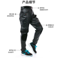 Leather Motorcycle Pants Windproof Men's Biker Pants Wear-resistant Motorcycle Protection Equipment Warm Motocross Pants M-XXL