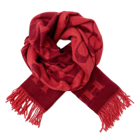 COACH 新款大C LOGO喀什米爾混羊毛圍巾(紅)