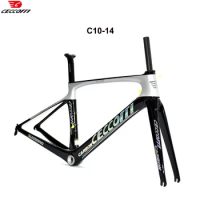 CECCOTTI-Road Bike Frame, Bicycle Frameset, Full Carbon Framework, Laser Logo, V brake
