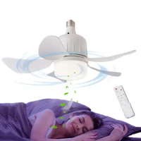 Light Socket Ceiling Fan LED Light Ceiling Fan With Remote 3 Light Modes Atmosphere Light Replacement Fan For Tent Bedroom Home