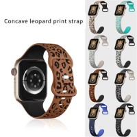 Silicone Leopard Print Watch Accessories For Apple Watch Bands 49mm Ultra 2 45 44 42 41 40 38 Sports Bracelet For iWatch 9876543