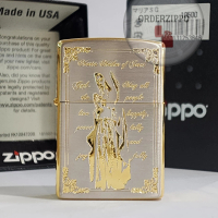 Zippo Original Holy Mother Mary Prayer 2 sisi Silver and Gold Plated Japan Official