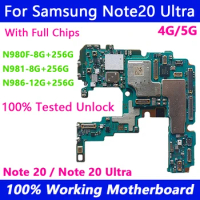 256GB+12GB Plate RAM Logic Board For Samsung Galaxy NOTE 20 Ultra 5G N980F N981B N986B N981U N986U Motherboard Unlocked A+