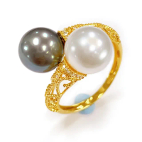 【CC Diamond】日本AKOYA珍珠 18K黃金雙珠戒指(8.9mm)
