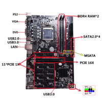 B250 BTC CPU Miner Motherboard DDR4 12 PCI-E16X Graph Card Support LGA 1151 GPU