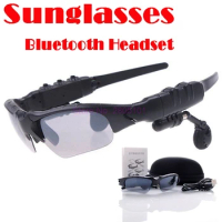by dhl or ems 100 pieces HIFI Wireless Bluetooth Heaphone Earphone Black Sports Sunglasses with Headset for Cell Phone