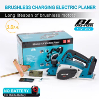 Brushless Electric Planer Cordless Handheld Wood Cutting Power Tool Planing Machine Carpenter Woodworking For Makita 18V Battery
