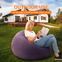 Large Inflatable Sofa Chair Bean Bag Flocking PVC Garden Lounge Beanbag Outdoor Furniture Camping Backpacking Bags Dropshipping