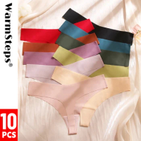 WarmSteps 10Pcs/Set Women's Thongs Panties V-Cut Fashion Seamless Underwear for Women Low Rise G Strings Thongs Female Tnagas 10