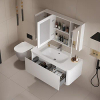 Sakura Modern Home Bathroom Cabinet Combination Bathroom Wash Basin Cabinet Intelligent Mist Removal Mirror Cabinet Wash Basin C