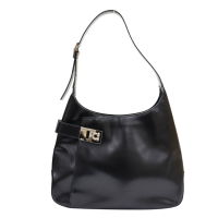 Salvatore Ferragamo 費拉格慕 黑色 亮面牛皮 肩背包 【二手名牌BRAND OFF】