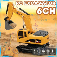 Mainan Excavator Remote Control Excavator 6 Channel Suara Truck Beko Penggerak Alloy