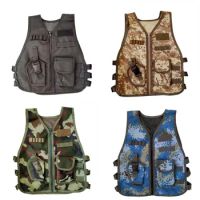 Children Army Camouflage Vest Tactical Military Sniper Waistcoat Hunting Uniform Jungle Combat Clothing CS Game Vest for kids