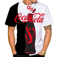 2023 NewSummer แขนสั้น Coca Cola 3d เสื้อยืดพิมพ์แฟชั่นผู้ชายหลวมสบาย Top