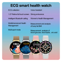 2024 Round Lady ECG Smart Watch 1.27inch Blood Sugar Monitor BT Call ECG HRV AI BMI SOS for Sport Reloj Hot Smartwatch women